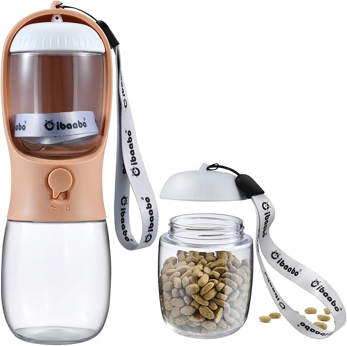 Dog Water Bottle with Food Container, Travel Puppy Water Bowl, Portable Pet Dispenser, Dog Stuff