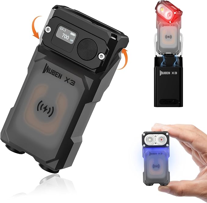 WUBEN X3 Mini Flashlight with Rechargeable Charging Box 180 Degree EDC Keychain Flashlight Twist