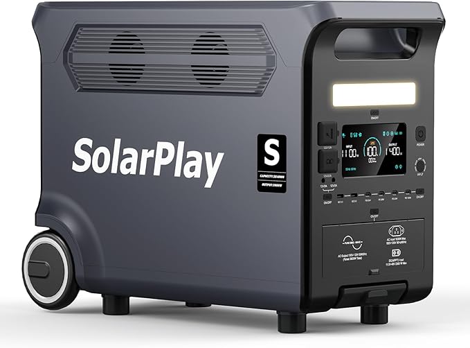SolarPlay Q3600 3600W/3840Wh Portable Power Station, 2Hrs Fast Charging Solar Generator with