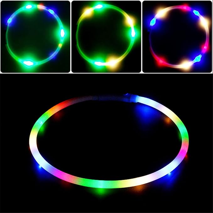 Light Up Dog Collar, Rechargeable Glowing Dog Collar, Light Dog Collar for Night Walking with 1640