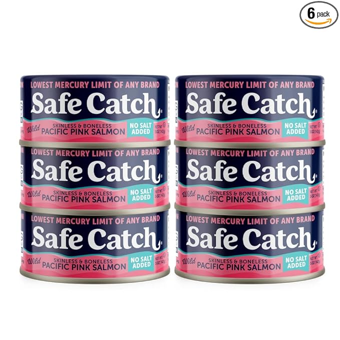 Safe Catch Wild Pacific Pink Salmon Canned Wild-Caught No Salt Added Skinless Boneless Salmon Fish