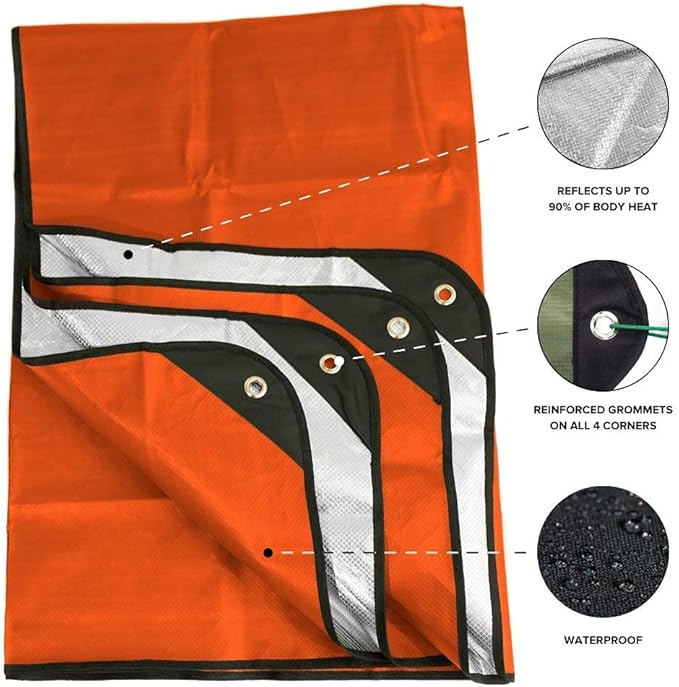 Arcturus Insulated Tarp, Reusable Heavy Duty Thermal Survival Blanket ??60x82in, Reflects 90% Body