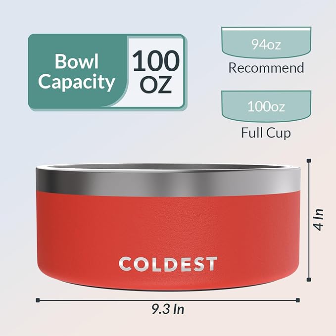 Coldest Dog Bowl - Anti Rust Metal, Non Slip, 3 Layers Insulated Stainless Steel Dog Bowls - Spill