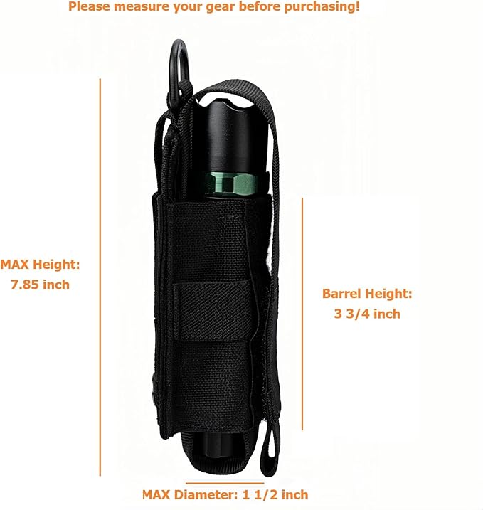 Tactical Flashlight Holster MOLLE Torch Holder MK4 OC/Mace Pepper Spray Canister Carrier EDC Flash