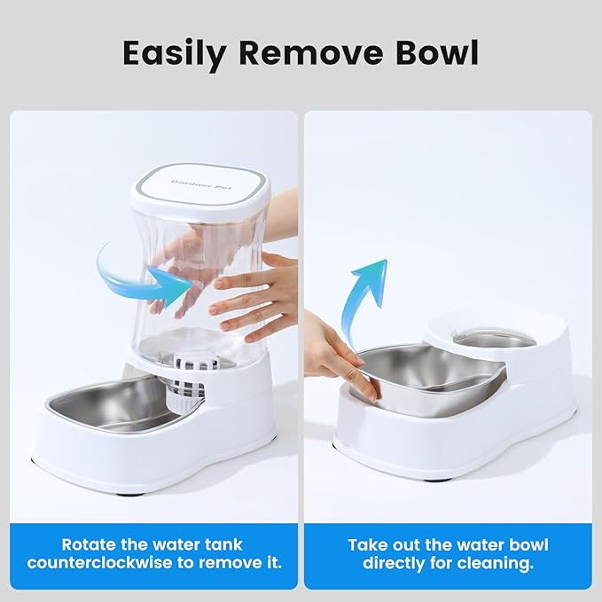 Gardner Pet Automatic Dog Water Dispenser Gravity Stainless Steel Water Waterer Feeder, Large