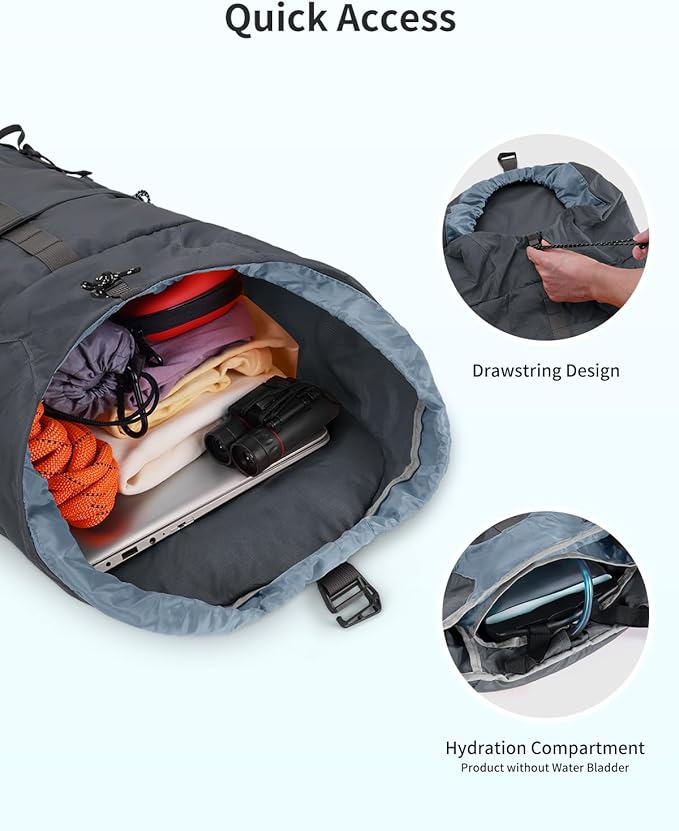 Blue Quartz Hiking Backpack 30L Lightweight Packable Backpack for Travel, Water Resistant Foldable