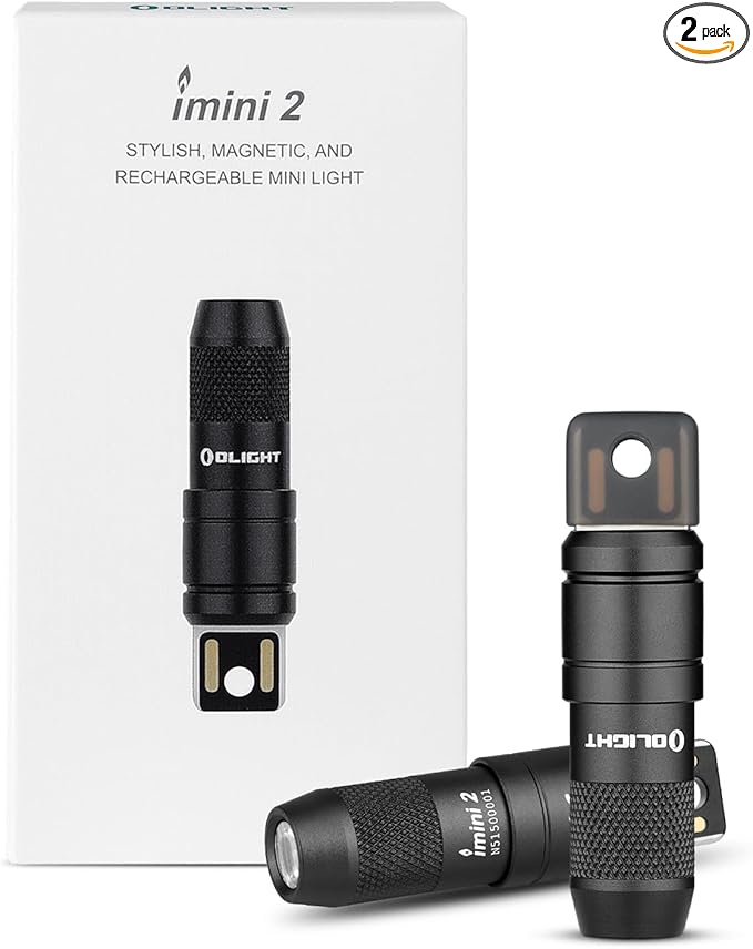OLIGHT IMINI 2 EDC Rechargeable Keychain Flashlight 2 Pack, 50 Lumens Compact and Portable Mini LED