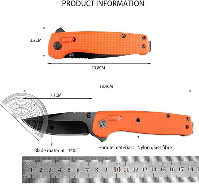 Goshawk Orange Daily Carry Rugged EDC Ambidextrous Pocket Folding Knife, 2.79 Inch 440C Manual