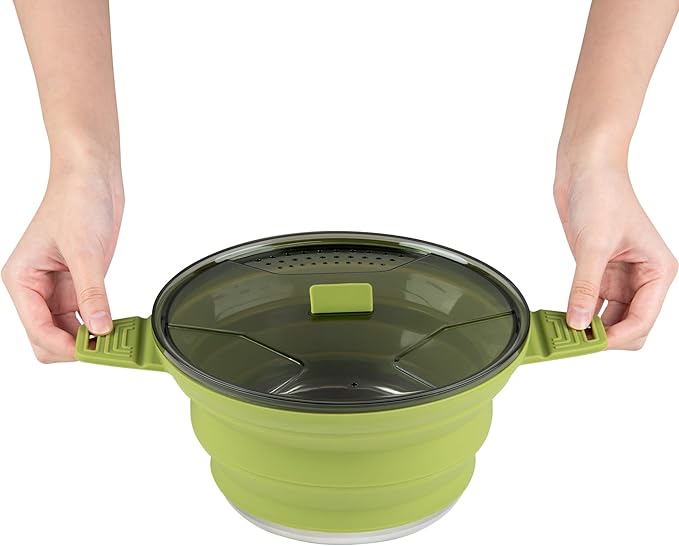Restaurantware-Hi Tek 2.5 Liter Collapsible Camping Pot, 1 Portable Cook Pot - With Lid, Stainless