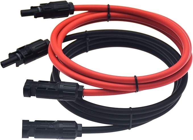 1 Pair Black + Red 10AWG(6mm²) Solar Panel Extension Cable Wire Connectors Solar Adaptor Cable with