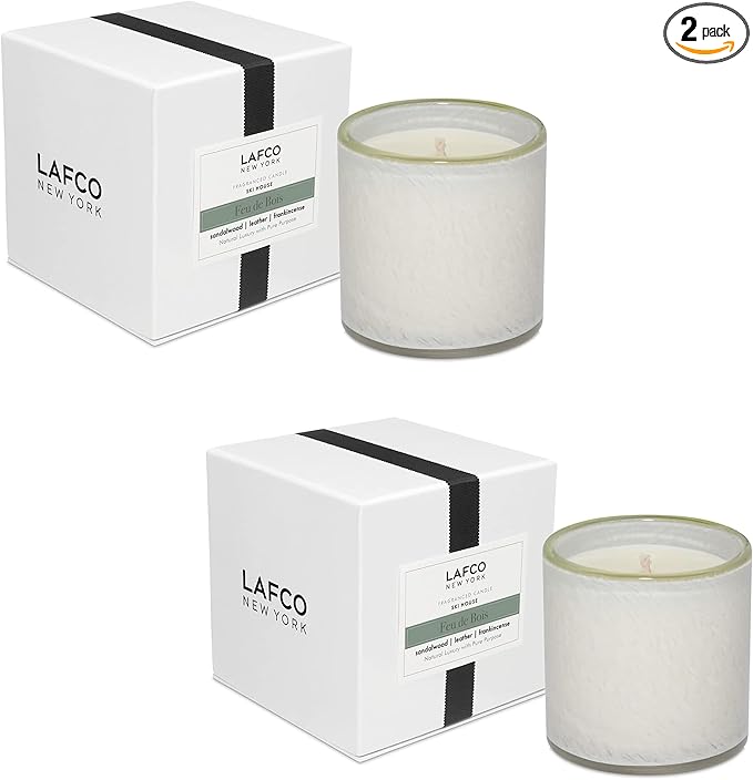 LAFCO New York Signature Candle, Feu de Bois - 15.5 oz, 2 Pack - 90-Hour Burn Time - Reusable, Hand