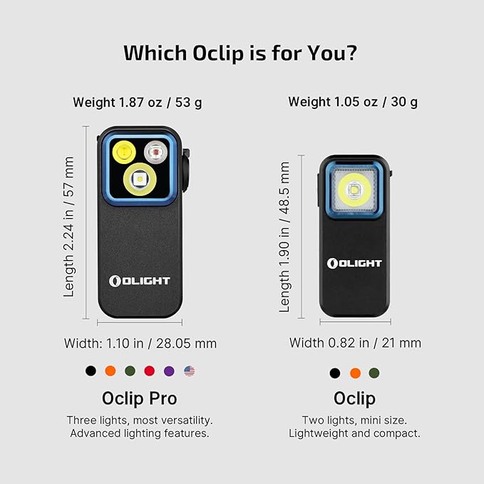 OLIGHT Oclip Pro EDC Flashlight Clip-on Light, Rechargeable 500 Lumens with Three Lighting