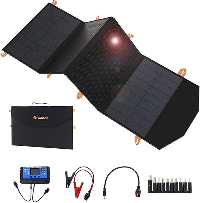 FlexSolar 120W Portable Solar Panel for 300/500/1000/1500W Power Station,IP67 Waterproof Folding