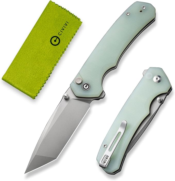 CIVIVI Brazen Folding Knife, Button Lock Pocket Knife with 3.46'' Swedish 14C28N Tanto Blade