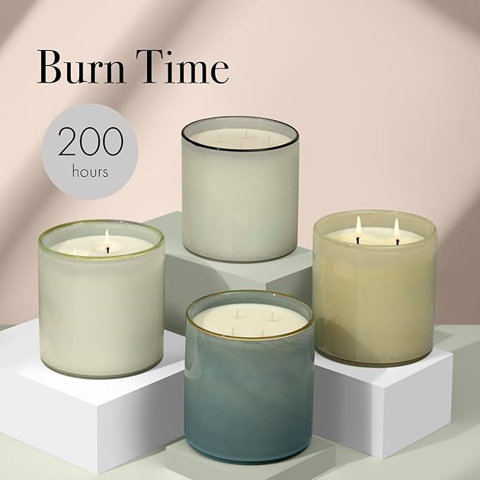 LAFCO New York Luxe 4-Wick Candle, Champagne - 86 oz - 200-Hour Burn Time - Reusable, Hand Blown
