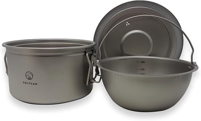 Valtcan 2000ml Titanium Rice Cooker Pot Home and Camping Backpacking Bento Lunch Box with locking