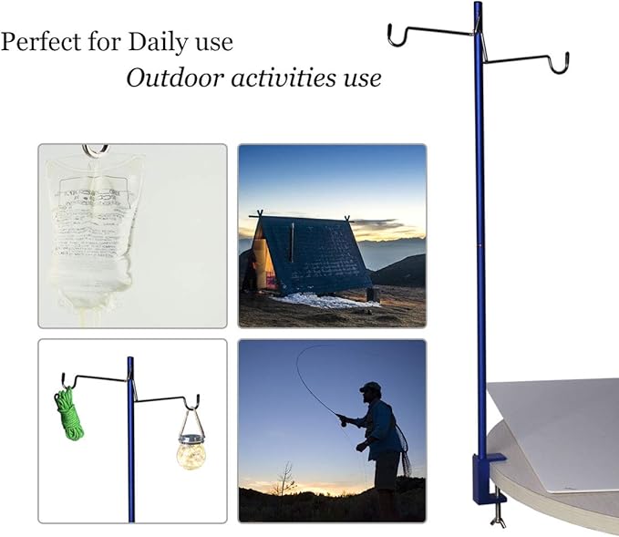 HIKEMAN Folding Lantern Stand Pole Portable Lamp Stand Hook Collapasible Light Stand Holder for