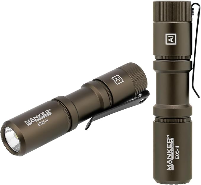 Manker E05 II High Output EDC Flashlight Eeay to Carry, for Camping, Hiking (Sand, 1300 Lumens
