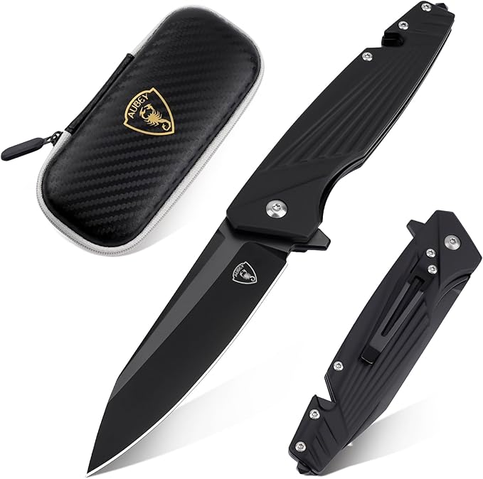 AUBEY Pocket Knife, 8Cr14Mov Steel Blade 3.54", 3-in-1 Folding Knife for Men, Tactical Multitool