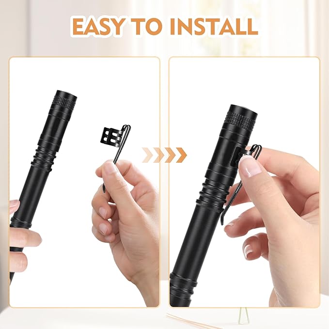 20 Pieces Replacement Flashlight Clip for Removable Accessories, Black Pocket Clip, Pen Clip