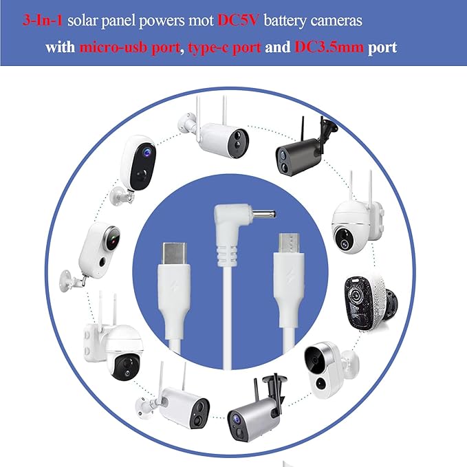5W Solar Panels for Security Cameras - Compatible with Ring Spotlight Cam(Battery), Ring Stick Up