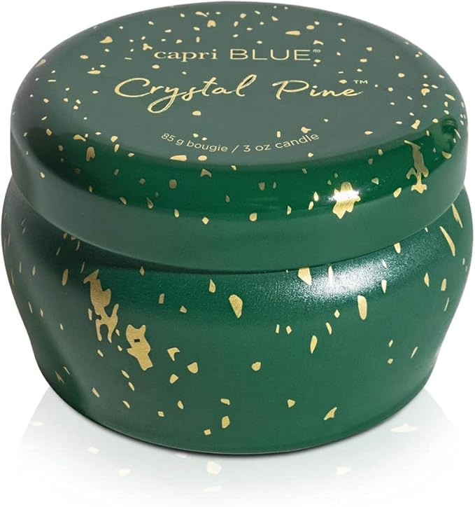 Capri Blue Glimmer Mini Tin - Crystal Pine Scented Candle with Mini Tin Candle Holder - Soy Wax