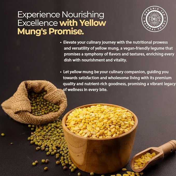 Pride Of India - Indian Split Yellow Mung Lentils - Protein & Fiber Rich Moong Dal, 1.5 Pound Jar