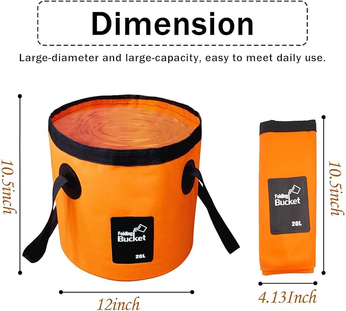 Esthesia Collapsible Bucket, 5 Gallon Portable Folding Water Container for Travelling, Camping