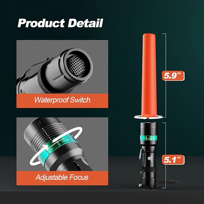 RoadHero 8 Pieces 11 Inch Traffic Wand with Strobe Modes LED Safety Signal Flashlight Wand with