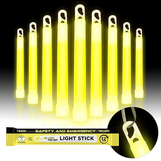Glow Fever Emergency Safety Military Grade Glow Sticks, 10PCS, 6" Ultra Bright Light Sticks with 12