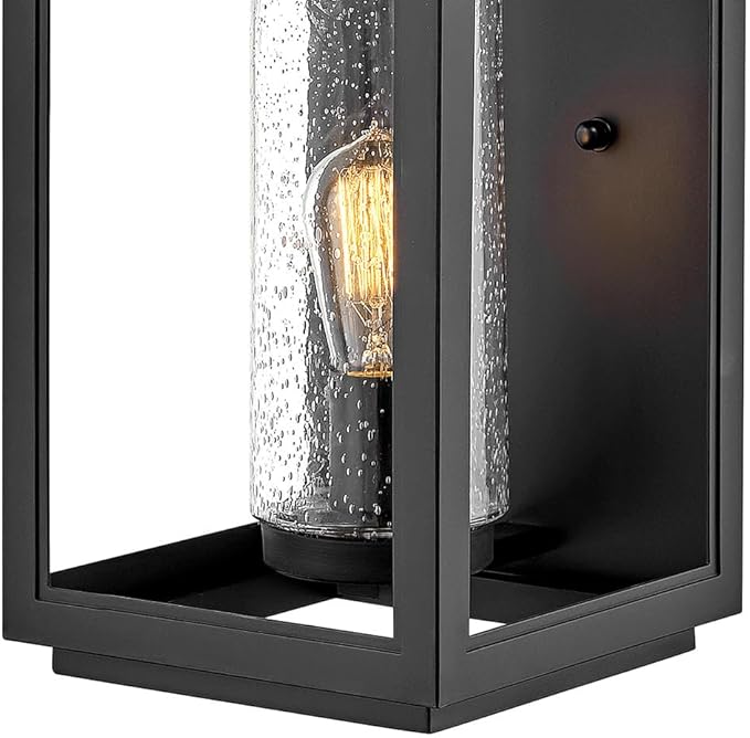 Hinkley Atwater Medium Wall Mount Outdoor Lantern - Clear Seedy Glass, Composite, Anti-Fade, LED