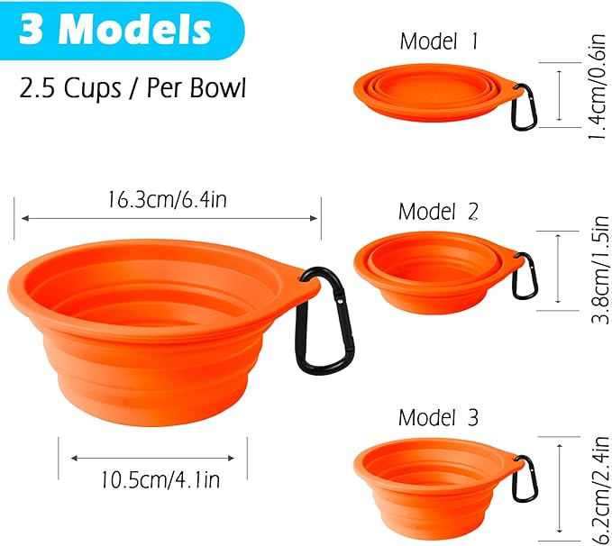 PetBonus 2-Pack Silicone Collapsible Dog Bowls, BPA Free Dishwasher Safe, Portable Foldable