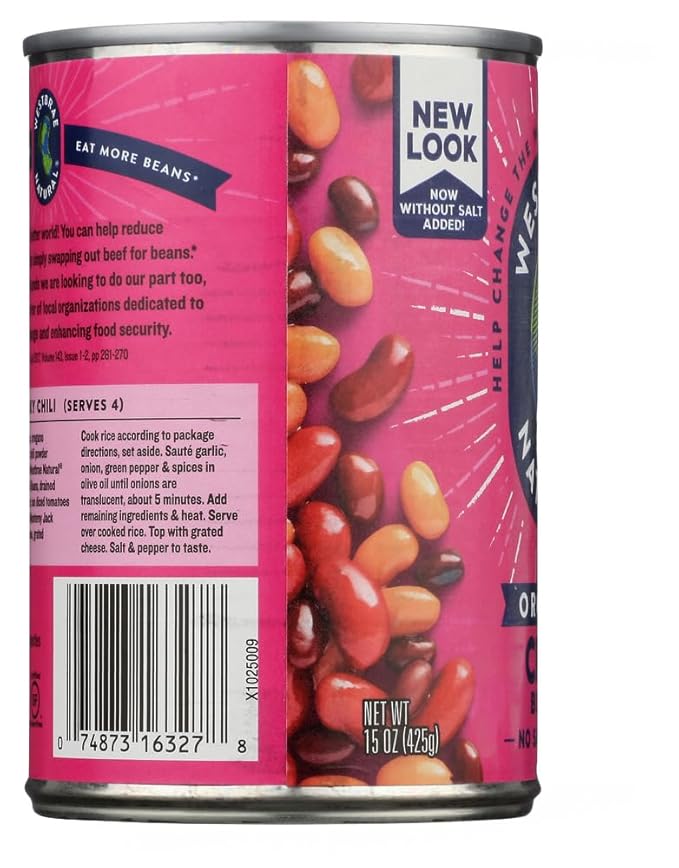 Westbrae Natural Organic Chili Beans, No Salt Added, 15 Oz (Pack of 12)