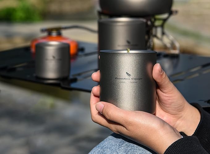 Boundless Voyage 3 in 1 Double Walled Titanium Cup Heat Resistant Mini Tea Drink Cup Outdoor