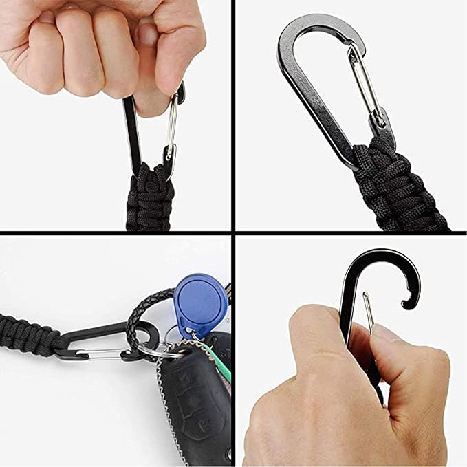 BRAVESHINE Paracord Keychain Carabiner Clip, D Ring Lanyard Hanger Stroller Hook for Water Bottle