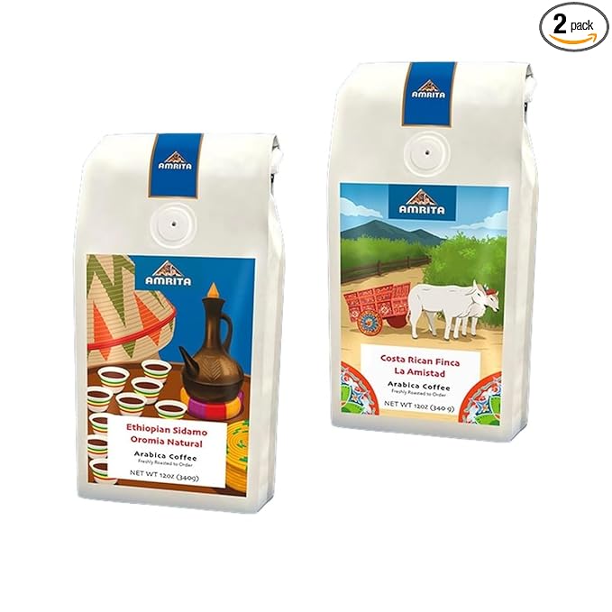 Bean Box Orlando Coffee Sampler, 2-Pack - Roasted by Amrita Certified Pure, Gourmet Arabica Coffee