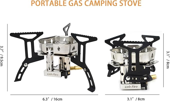 ONLYFIRE Portable Camping Gas Stove 6800W, Small Backpacking Stove with Piezo Ignition, Propane