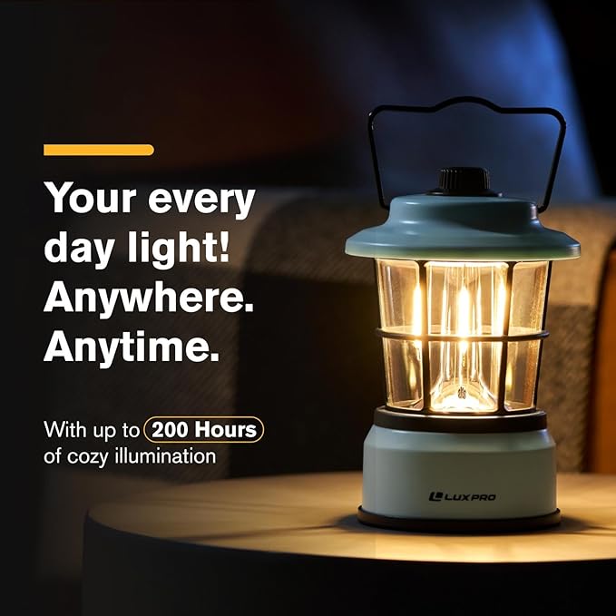 LUXPRO Retro LED Lantern - Battery-Powered Emergency Lantern - Water Resistant - Bright LED Lamp