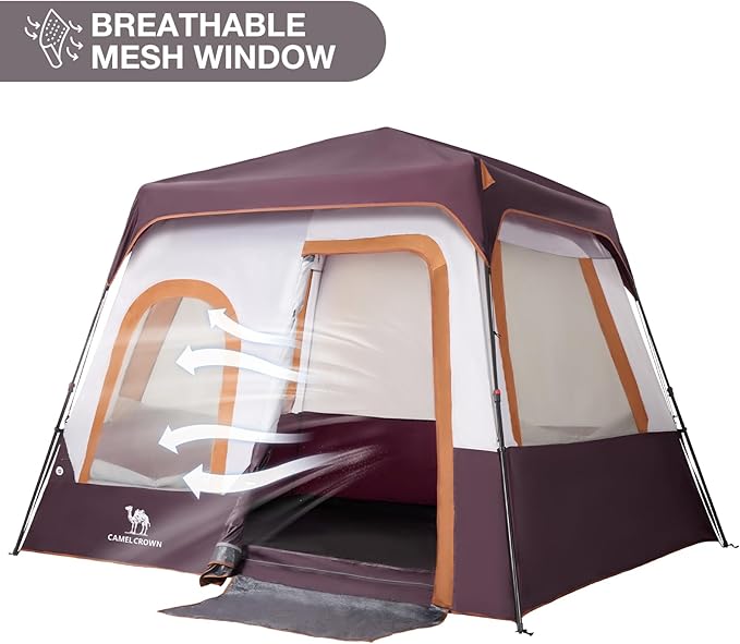 Camping Tents 4/6 Person Pop Up Instant Tent - Setup in 60s for Family Camping, Windproof Design