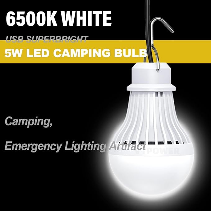 2 Pack USB Light Bulb, USB LED Camping Light Lantern, 8.2 ft Extra Length Cord Tent Light with USB