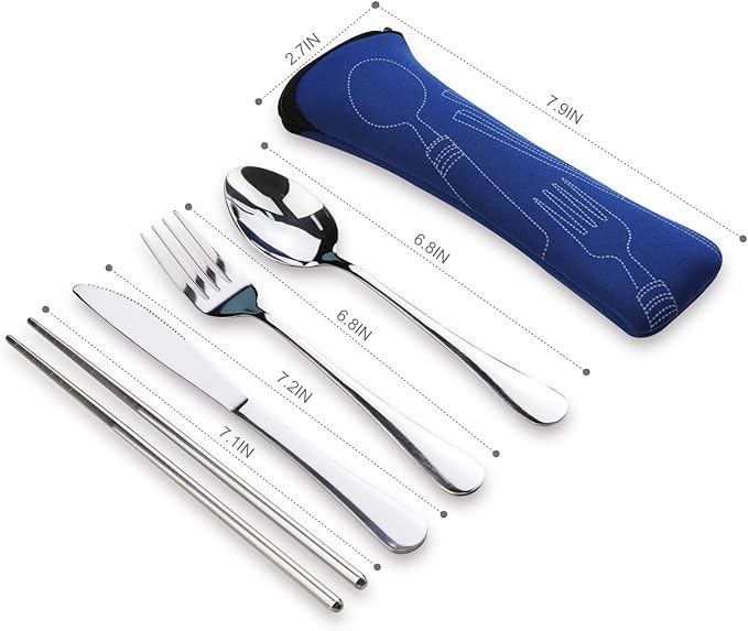 Portable Silverware Set with Case, Lengnoyp Travel Camping Utensils Set, Premium Stainless Steel