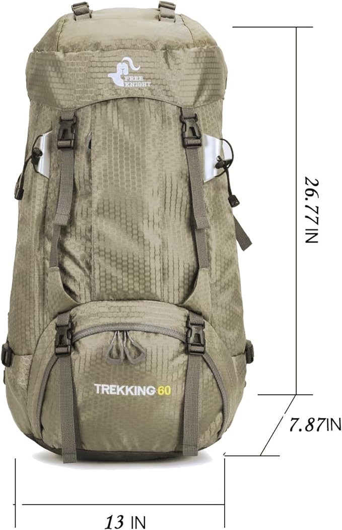 Bseash 60L Waterproof Hiking Camping Backpack with Rain Cover, Large Outdoor Sport Travel Daypack
