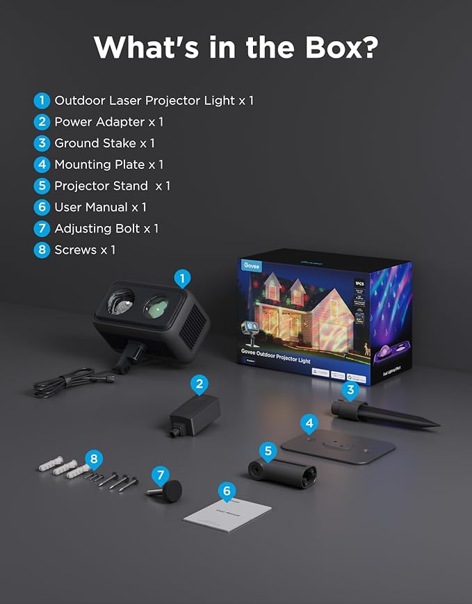 Govee Outdoor Projector Light, Upgraded Aurora Star Projector with 16 RGB Patterns, 50+ Scene Modes