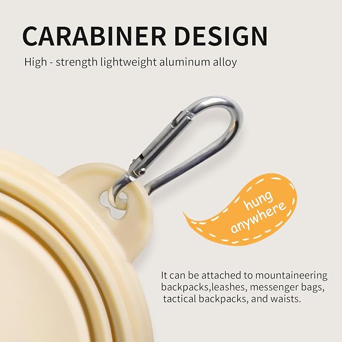 Collapsible Dog Bowls 2-Pack, Portable Travel Dog Bowl with Carabiner, Food-Grade Silicone Pet Bowl