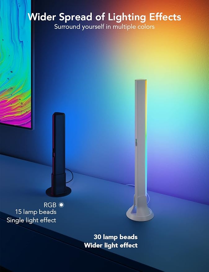 Govee RGBIC Light Bars, 15 Inches WiFi TV Backlight Suitable for 45-70 inch TVs, Smart Light Bars
