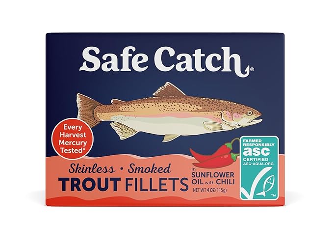 Safe Catch Smoked Rainbow Trout Fillets in Sunflower Oil with Chili, Skinless and Boneless Canned