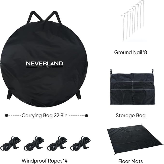 NEVERLAND Pop up Privacy Shower Tent - Portable Changing Shower Tent, Dressing Room, Bathroom