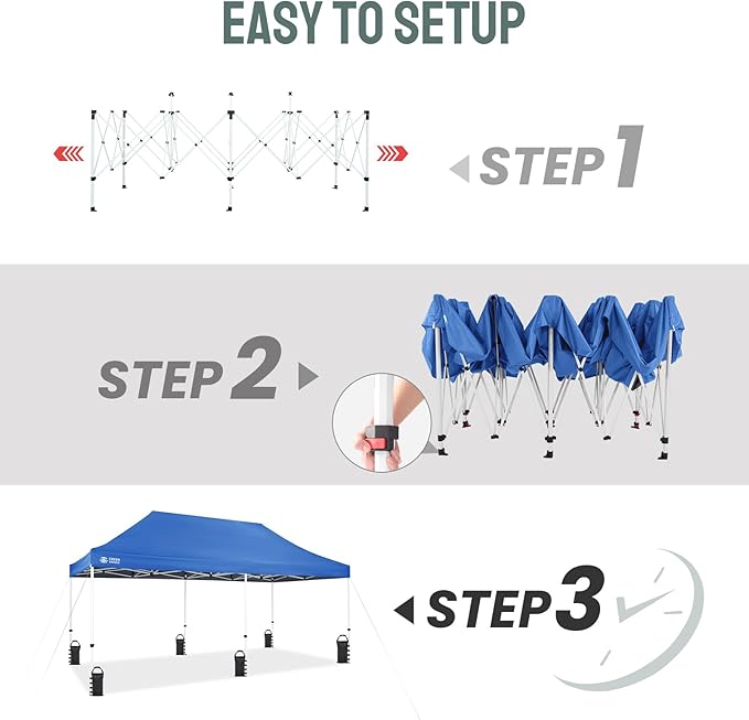 CROWN SHADES 10x20 Pop Up Canopy Tent - Commercial Canopy Tent with 400D Strength Oxford Fabric