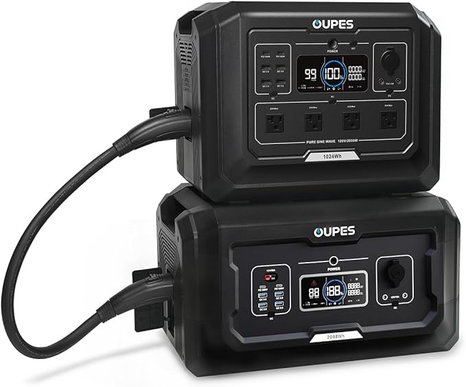 OUPES Power Station Mega 1 & B2 Extra Battery, 3072Wh Power Supply w/ 4 2000W AC Outlets (4500W