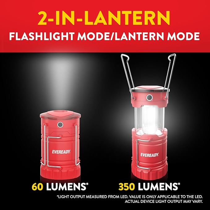 Eveready LED Camping Lantern 360 PRO (3-Pack), Super Bright Tent Lights, Rugged IPX4 Water